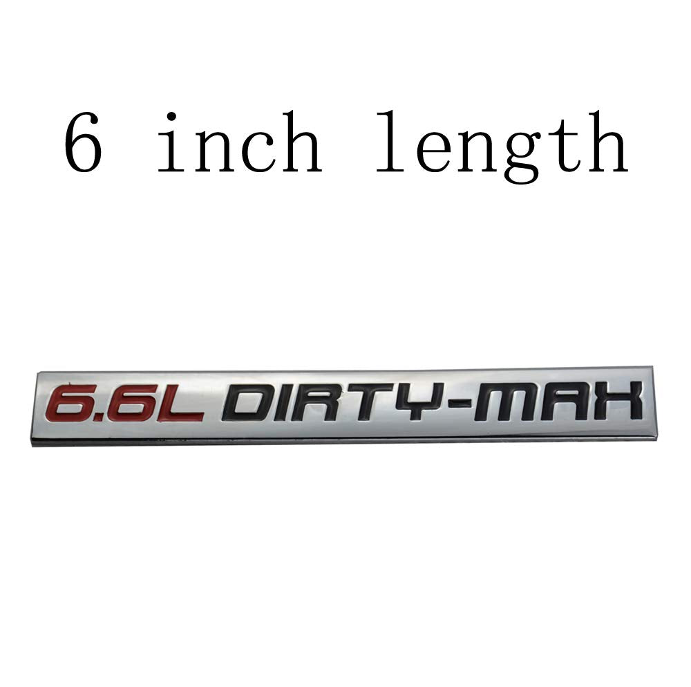 Chrome Finish Metal Emblem 6.6L Dirty-Max Badge (Red & Black Letter) (Red & Black)