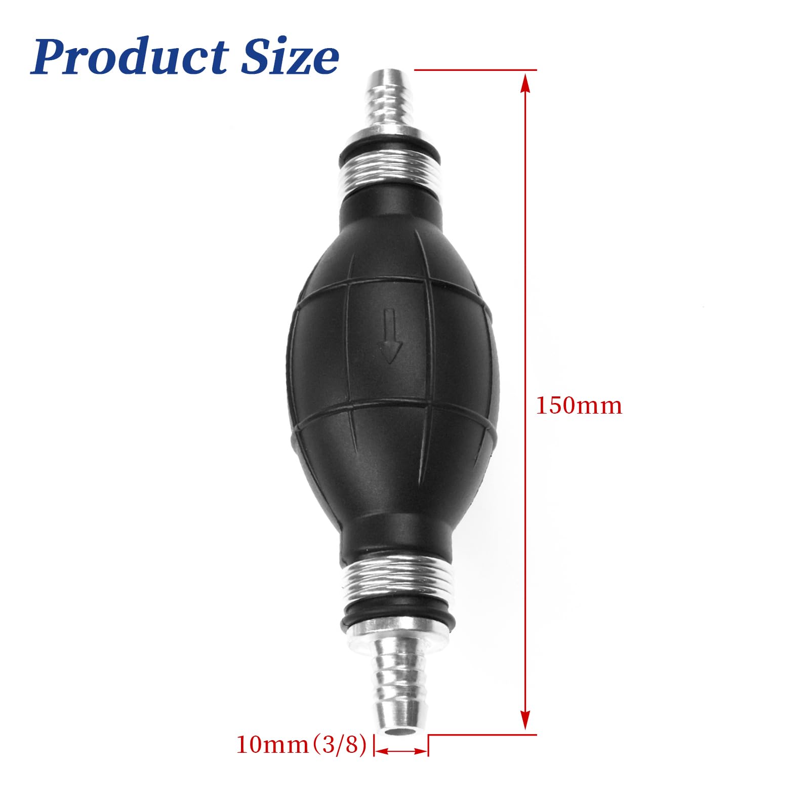 Jrl Fuel Pump Fuel Line Hand Primer Bulb 10Mm 3/8‘’ Inch Rubber Fit For Car/Boat/Marine/Motorcycle 9001080A