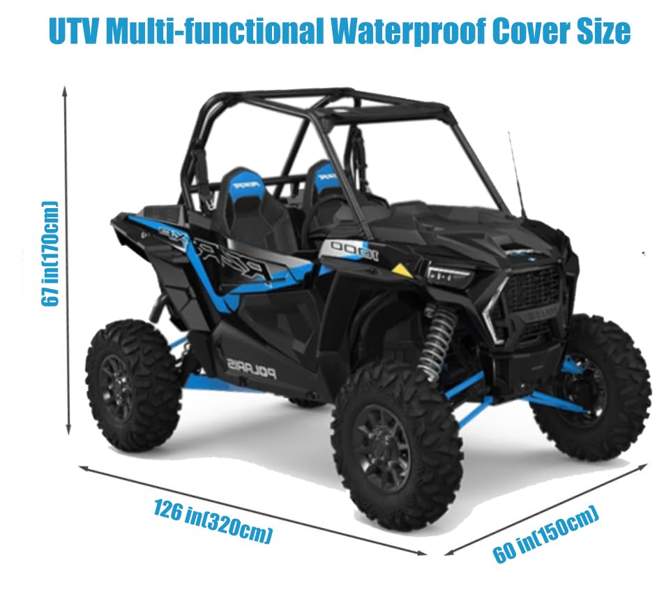 Utv Cover, Waterproof Heavy Denier Oxford Cloth Material For Polaris Rzr Yamaha Rhino Can-Am Defender Honda Pioneer Kawasaki Mul