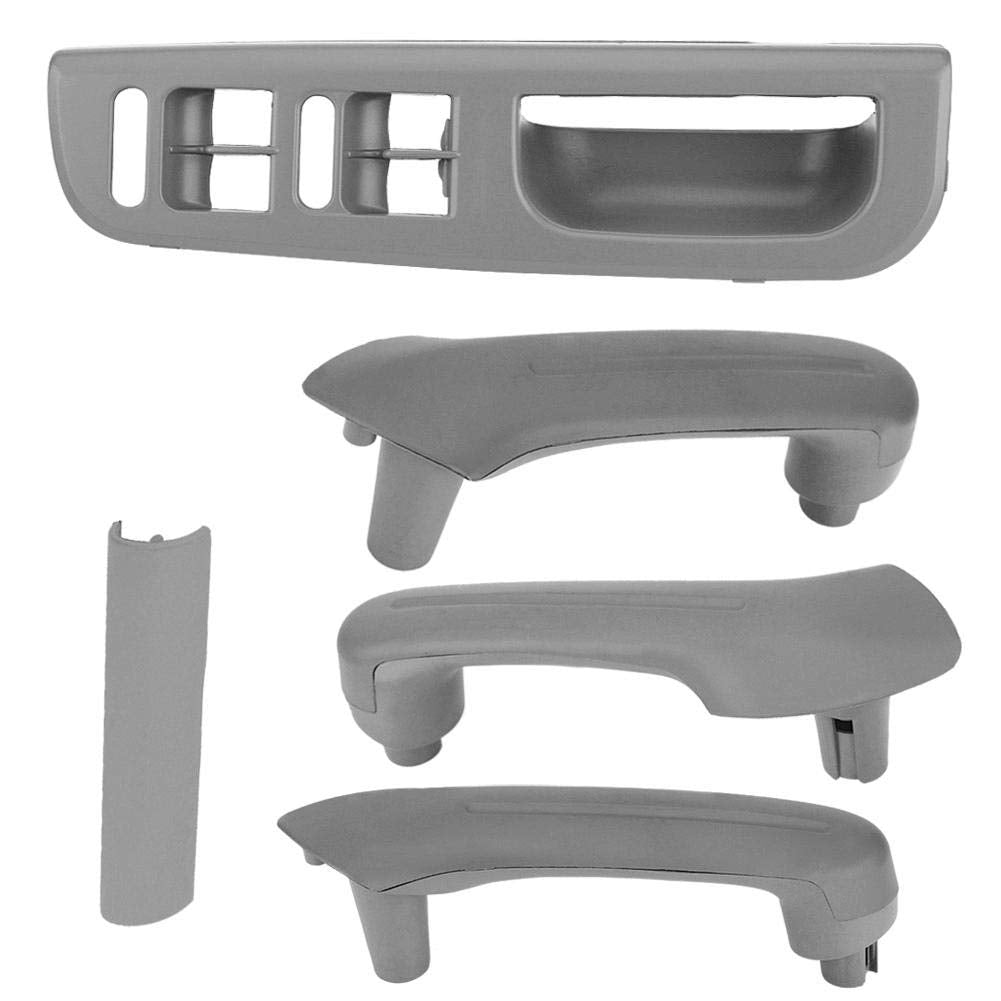 Kimiss Master Window Switch Control Panel Trim Bezel + Interior Door Grab Handle For Jetta For Golf Mk4(Grey)