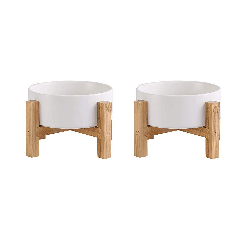 Ceramic Elevated Raised Cat Bowls - Cat Food Dish With Stand - Double Raised Cat Food And Water Bowls Anti Vomiting - Pet Bowl W