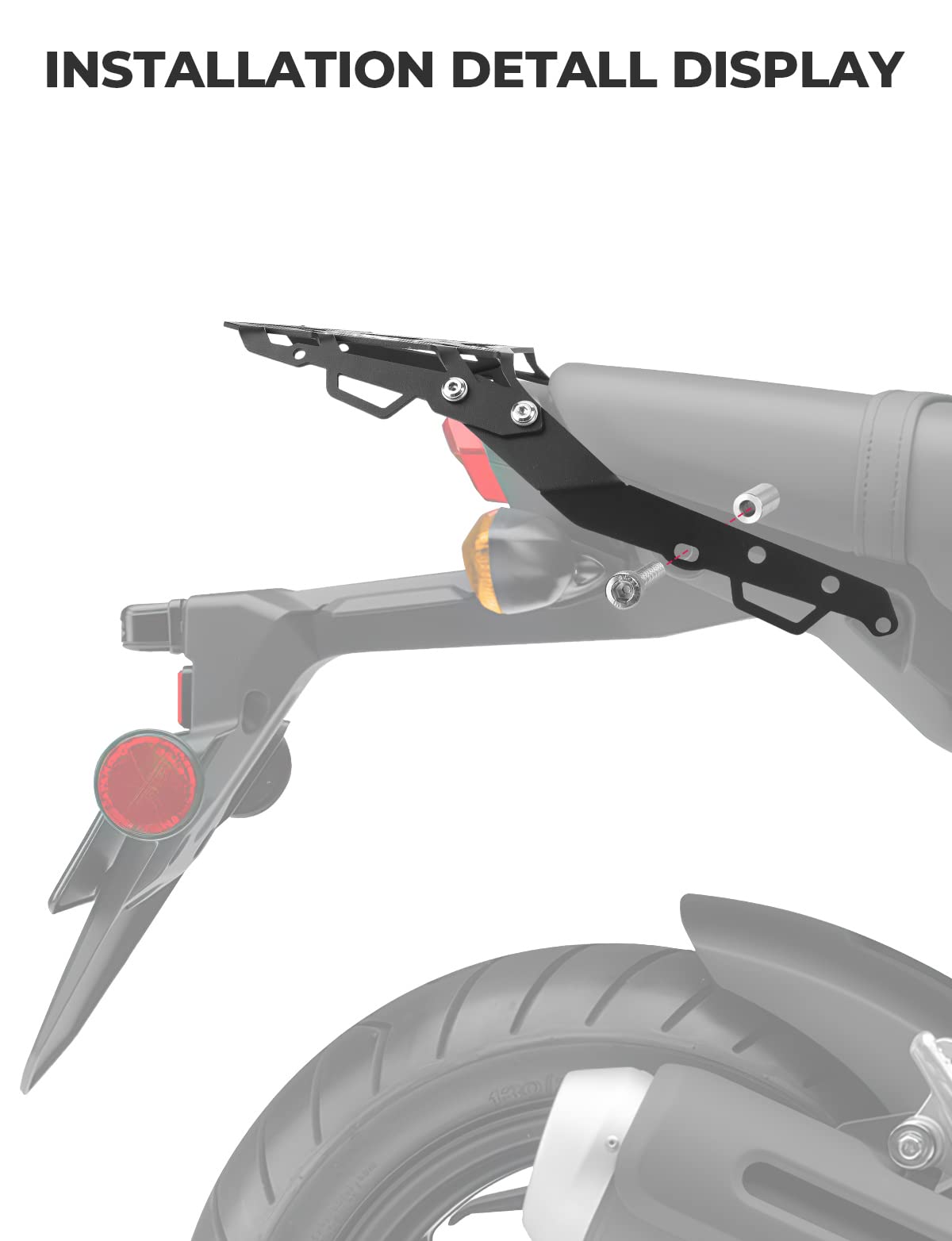 Kemimoto Compatible With Grom 2022 2023 2024 Rear Rack Luggage Storage Rack Carrier Grom 2022+ Rear Tail Storage Rack Cargo Endu