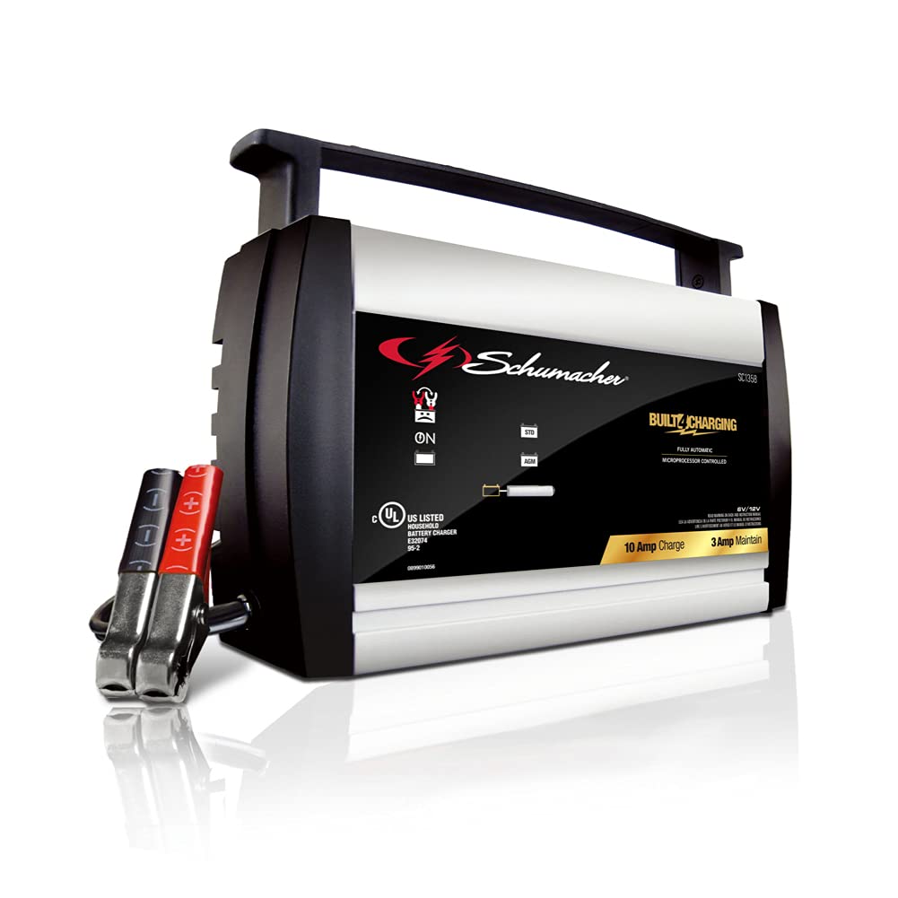 Schumacher Electric Battery Charger And Maintainer, Sc1358, 3-In-1, Fully Automatic, 10 Amps, 6 Volt, 12 Volt, For Motorcycle, L
