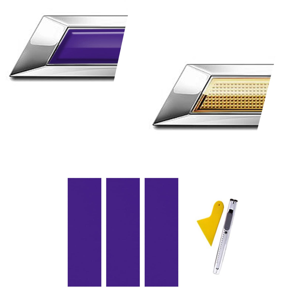 LANZMYAN Compatible with Bowtie Logo Wrap Stickers Cut-Your-Own Emblem Overlay DIY Decals for Chevy 3PCS Matte Purple