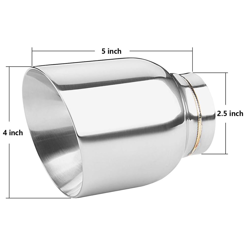 Lcgp 2.5'' To 4'' Diesel Exhaust Tip, 5'' Overall Length, Double Wall Design,2Pcs