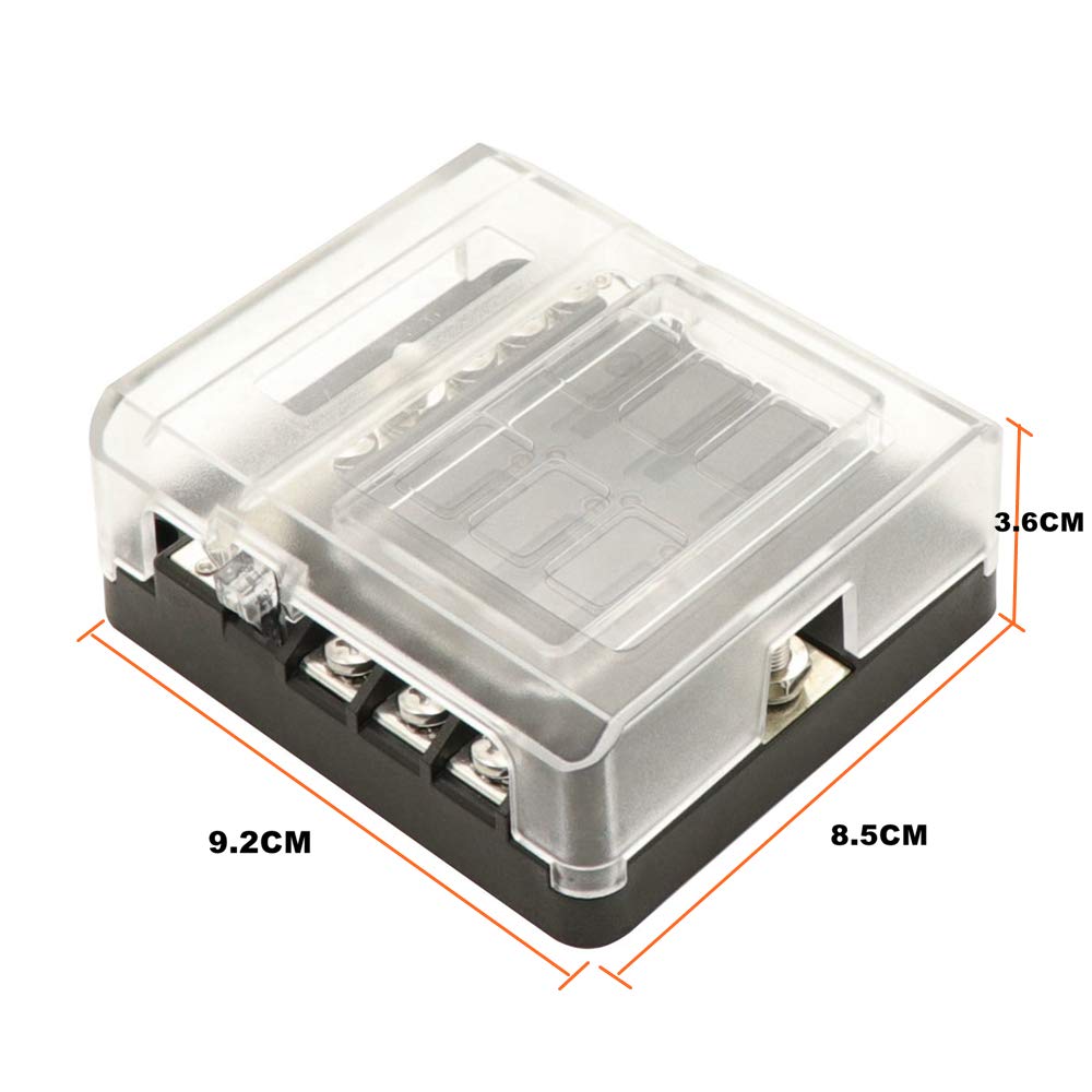 Tiyang 6 Circuits Fuse Block Boat Camper Car Grounding Blocks Truck Rv Solar Fuses Box 12 Connectors