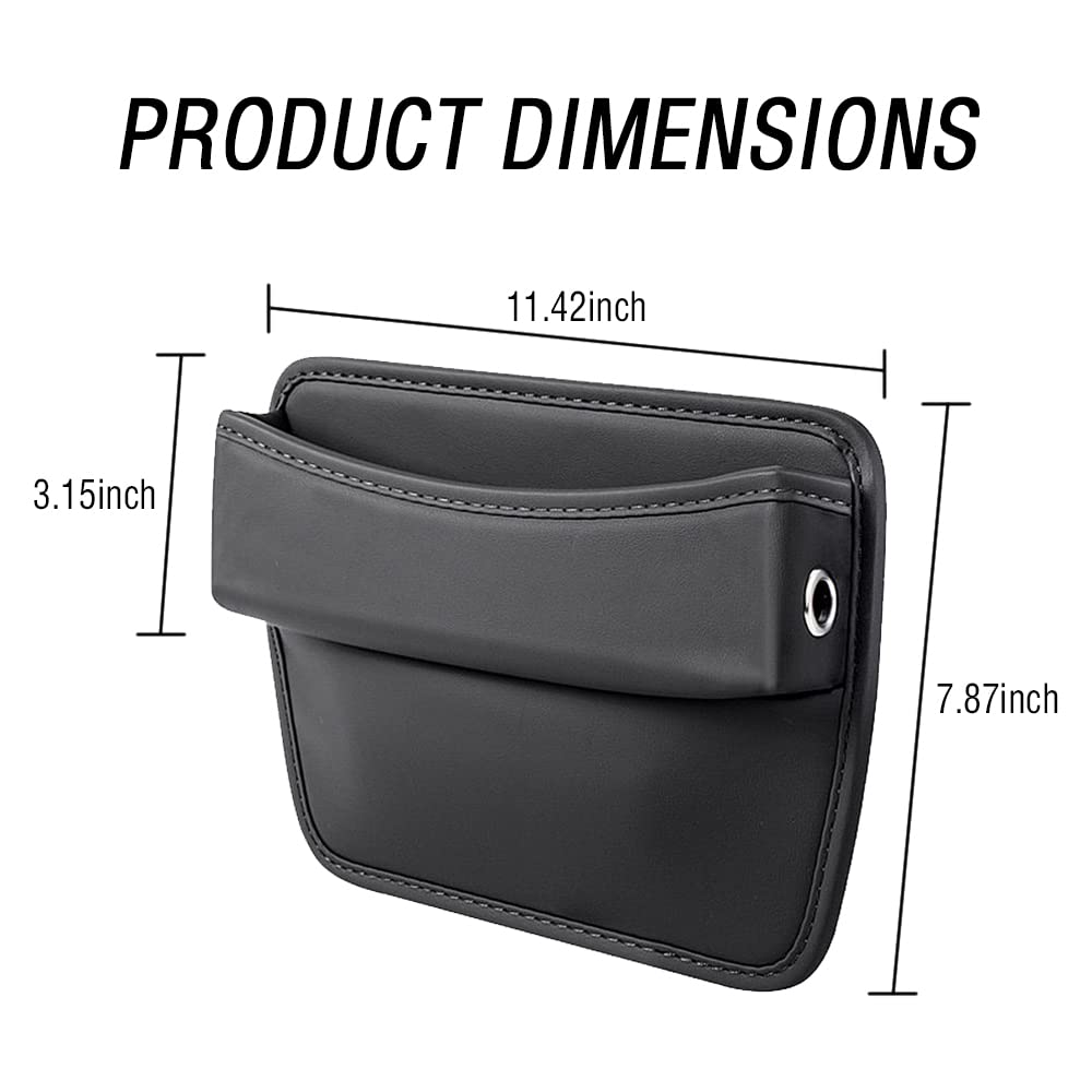 Large Capacity Car Seat Gap Filler With 2 Charge Hole - Microfiber Leather Seat Gap Organizer Storages Items & Keeps Car Quiet Tidy - Car Seat Storage Box For Phone,Key,Cigarette,Glasses (Black)