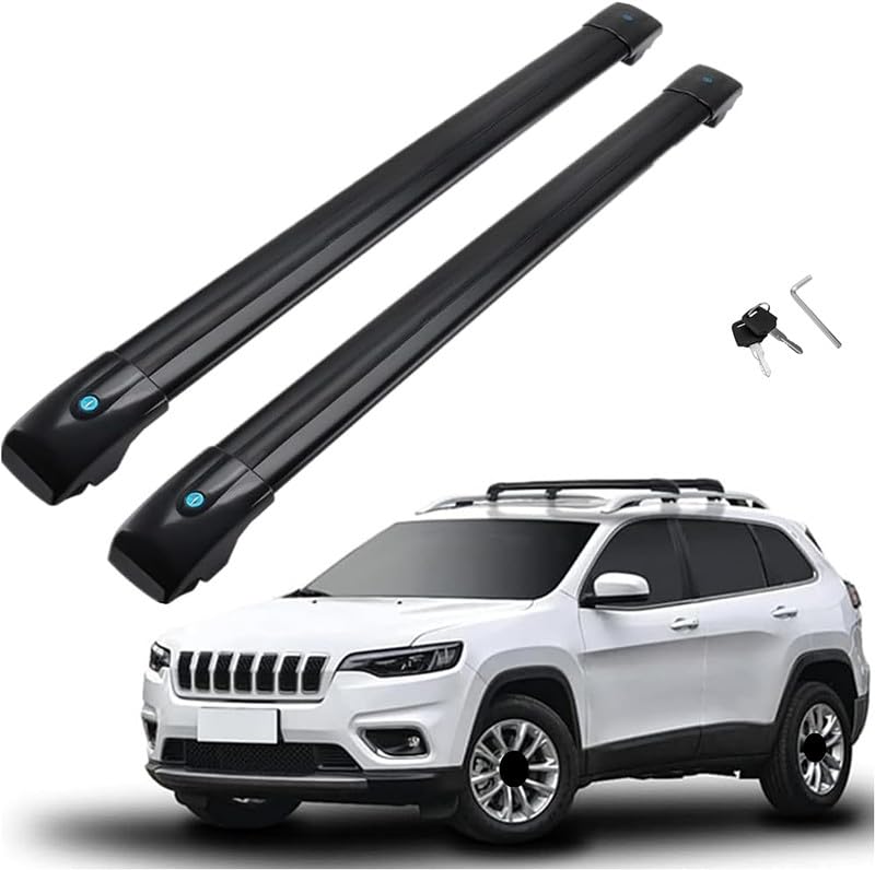 MotorFansClub Lockable Roof Rack Cross Bars Fit for Jeep Cherokee 2014 2015 2016 2017 2018 2019 2020 2021 2022 2023 Cargo Luggag