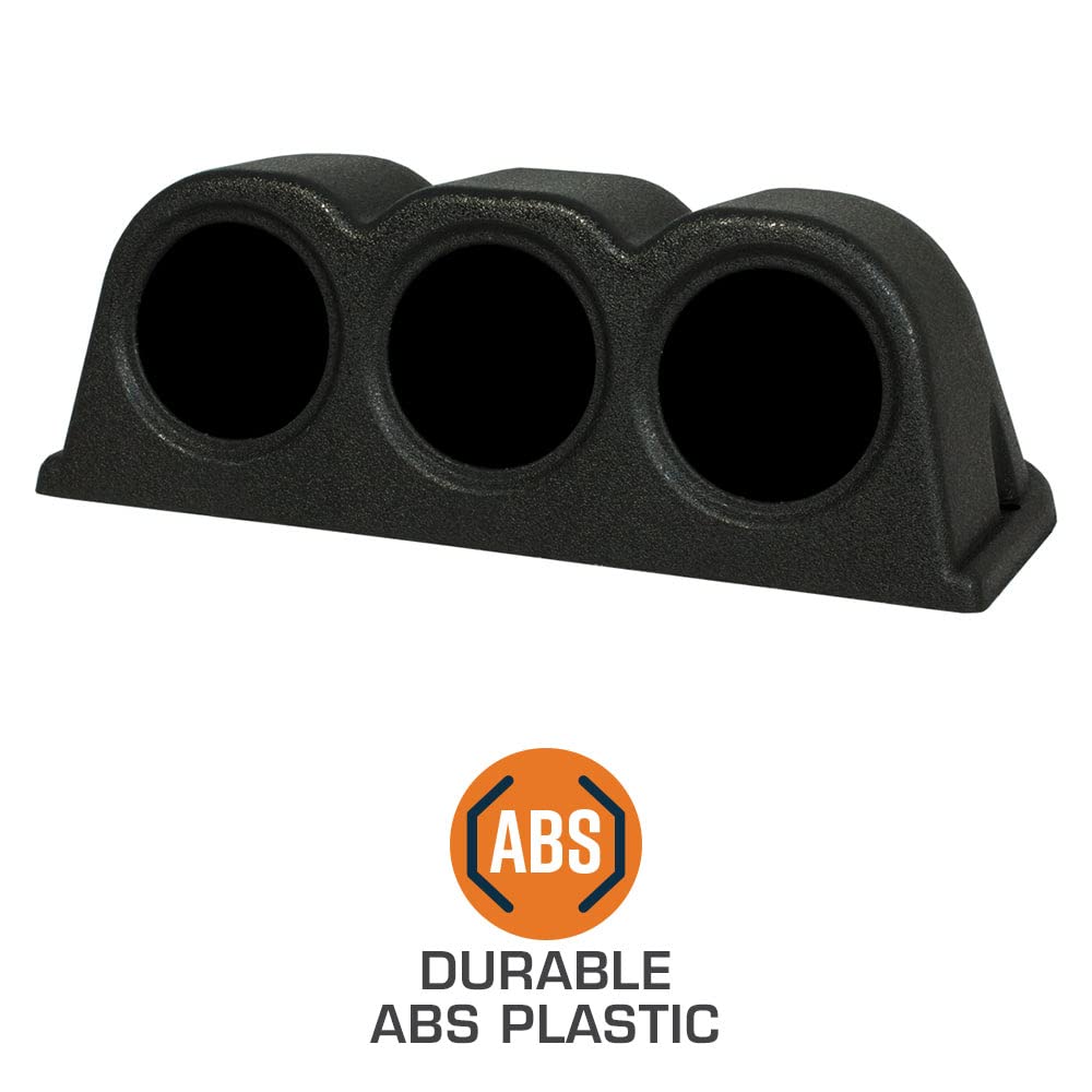 GlowShift Universal Black Triple Gauge Console Dashboard Pod - Fits Any Make/Model - ABS Plastic - Mounts (3) 2-1/16'' (52mm) Ga