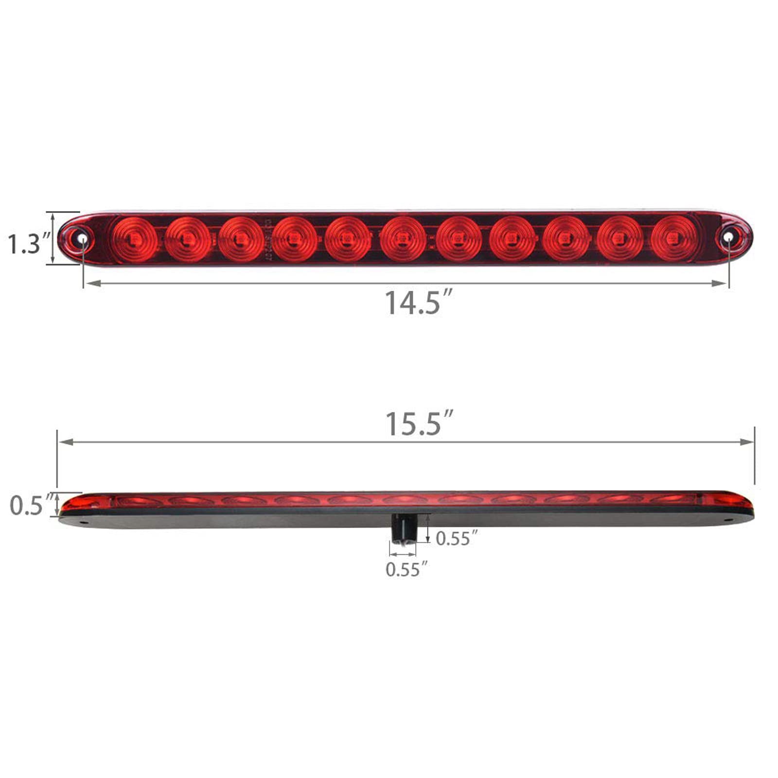 PerfecTech 11 LED Red Trailer Brake Tail Light, 2 Pack 16    LED Bar Stop Turn Signal Tail Lights Waterproof Brake Strip Red Lig