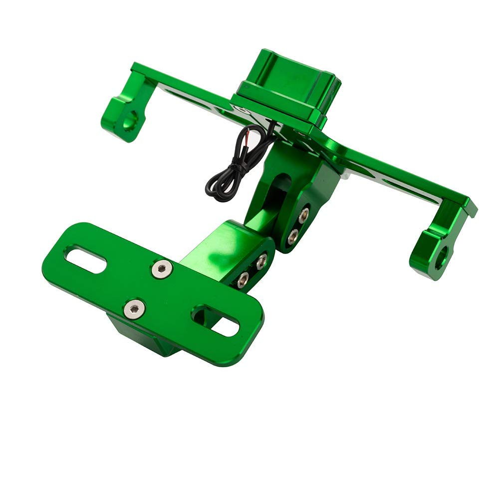 TESWNE Universal Motorcycle LED Light Rear License Plate Holder Adjustable Fender Eliminator Bracket for Yamaha for Kawasaki for