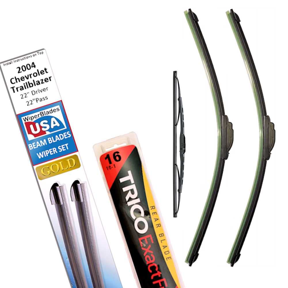 Beam Blade Wipers Replacement Set For 2004 Chevrolet Trailblazer W/Rear - Wiperbladesusa Gold Beam Wiper Blades Wipers Set