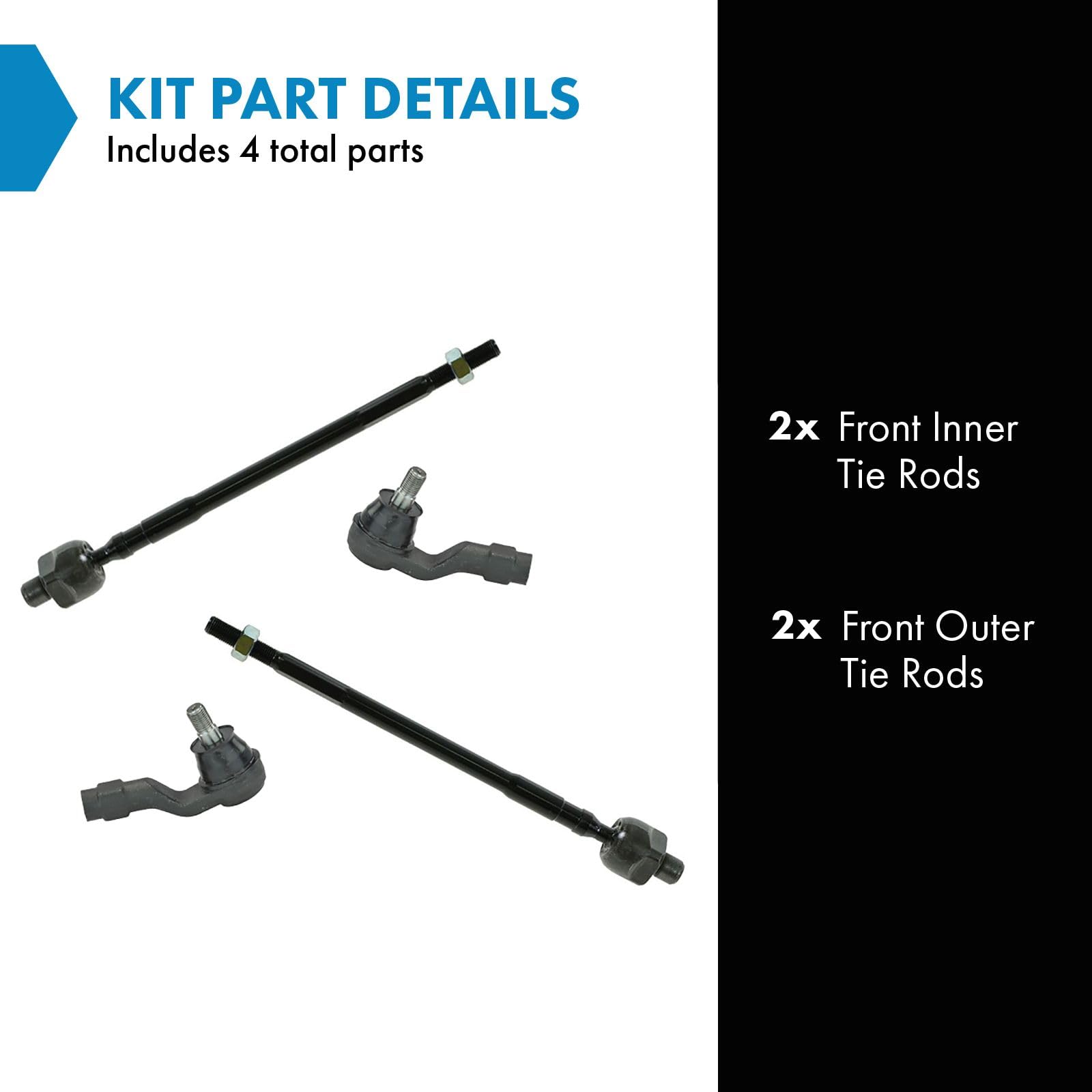 Trq Front Tie Rod Set Compatible With 1990-1997 Mazda Miata