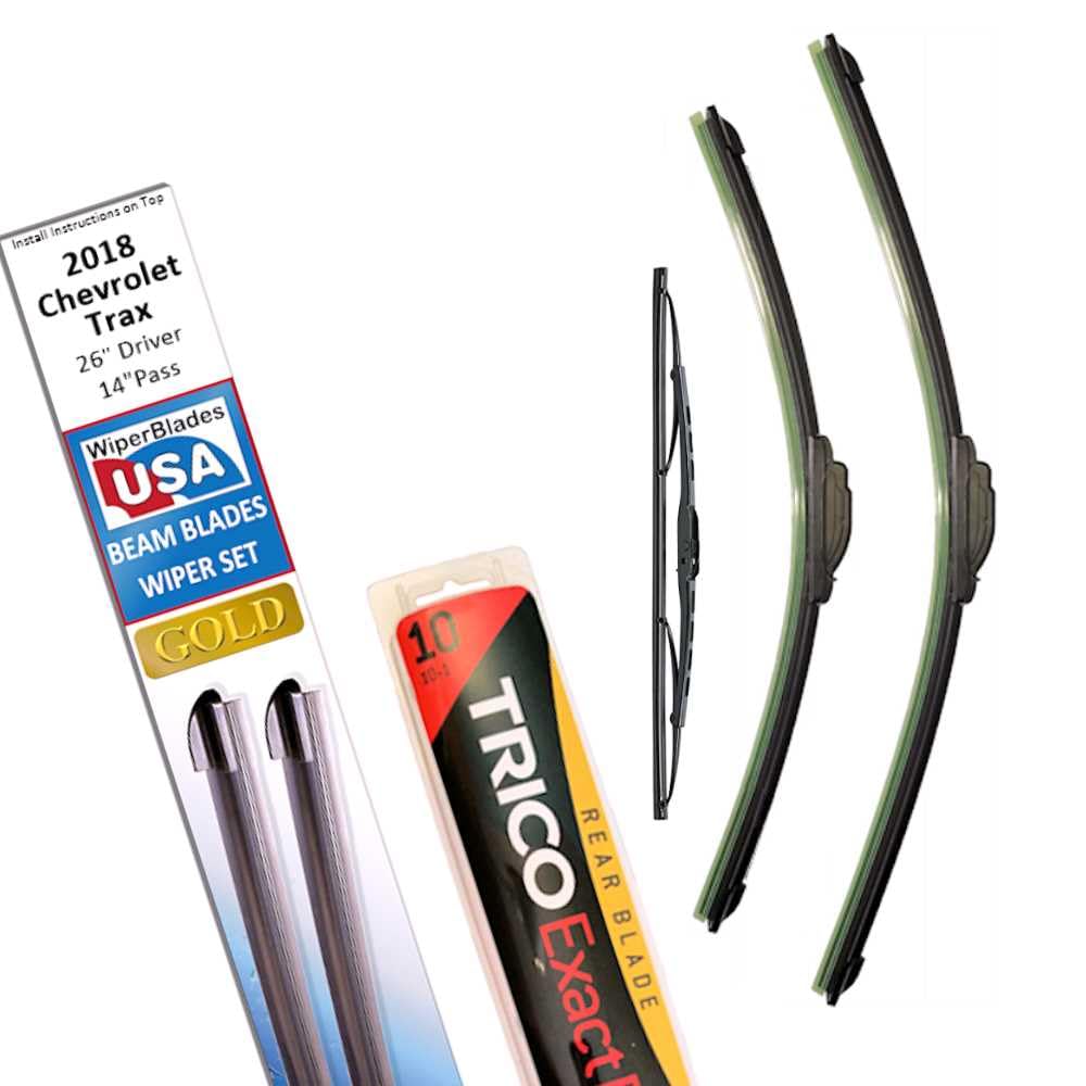 Beam Blade Wipers Replacement Set For 2018 Chevrolet Trax W/Rear - Wiperbladesusa Gold Beam Wiper Blades Wipers Set
