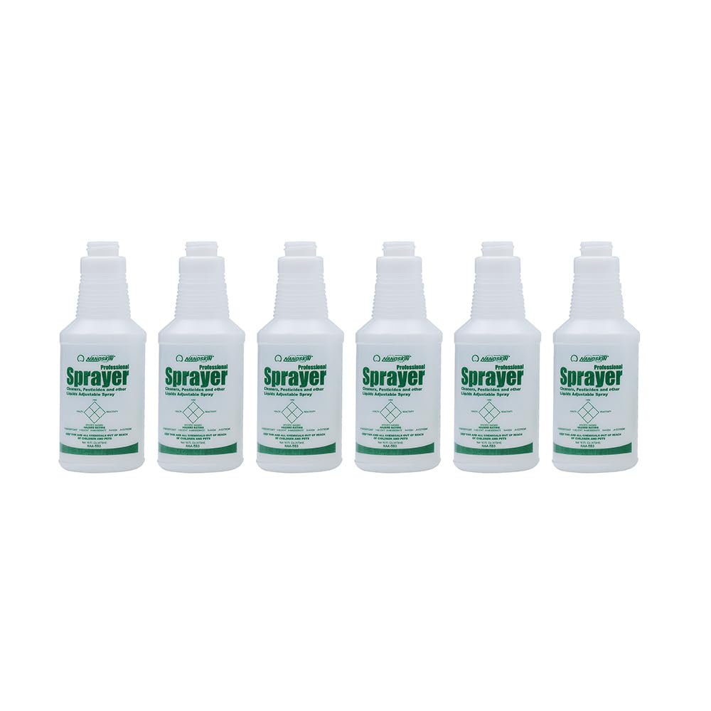 Nanoskin 6-Pack 16 Oz. HDPE Spray Bottles with Molded-In Ounces Scale, 28/400 Neck Finish - Durable, Accurate, Versatile for Aut