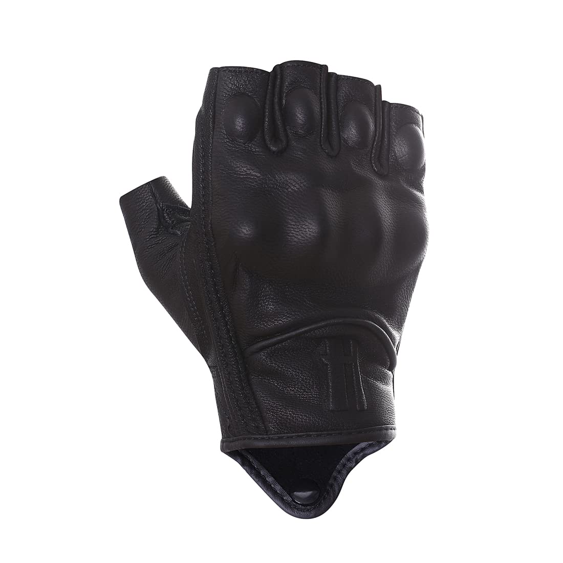 Harssidanzar Fingerless Motorcycle Gloves,For Mens Leather Riding Driving Gloves With Hand Knuckle Gm037,Black,Size,L