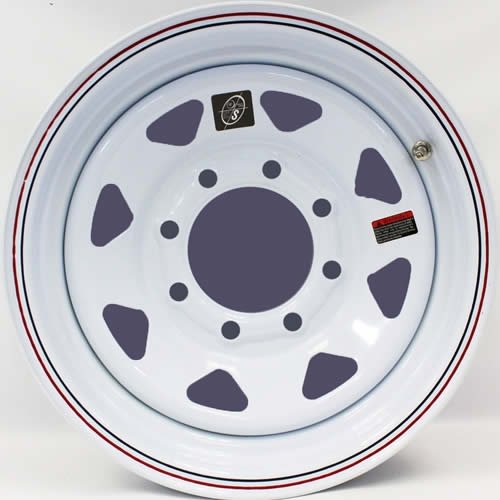 Southwest Wheel 16 x 6 White Spoke Trailer Wheel with Red & Blue Pin Stripe (8-6.5 Bolt Circle)