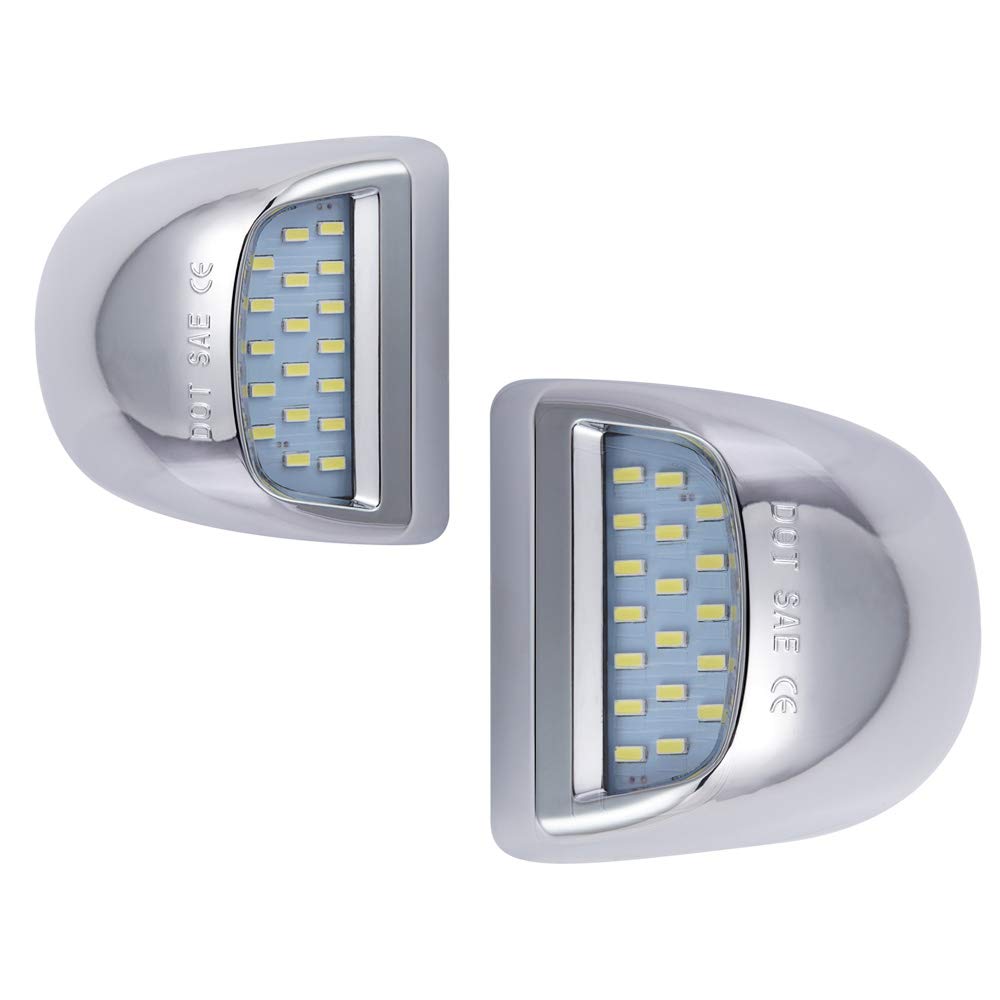 Moforkit Led License Plate Light Chrome Lens White Compatible With 1999 To 2013 Chevy Silverado 1500 2500 3500 Gmc Sierra Suburb