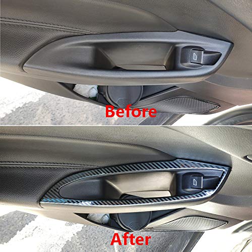 ruihe 4pc Carbon Fiber Color Door Window Lift Button Panel armrest Cover for Ford Focus RS ST 2012 2013 2014 2015 2016 2017 2018