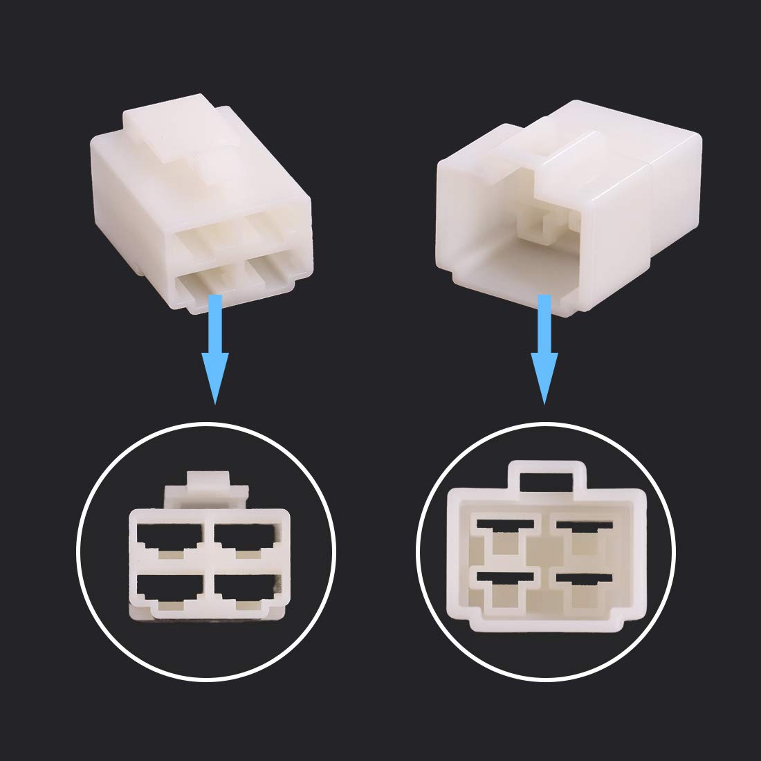 Glarks 300Pcs 6.3Mm 4 Pin Way Electrical Automotive Wire Connector Male Female Socket Plug And Terminals Kit For Motorcycle, Bik