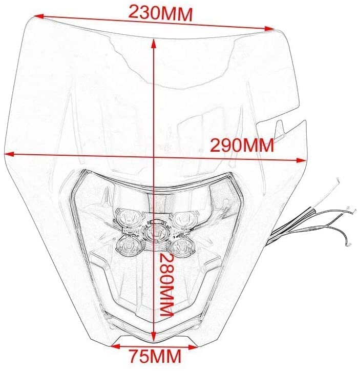 JFG RACING Dirt Bike Headlight,Universal LED Dirtbike Headlamp,Pit Bike Head Light Assembly Kit Head Lamp for Most Dirt Pit Bike