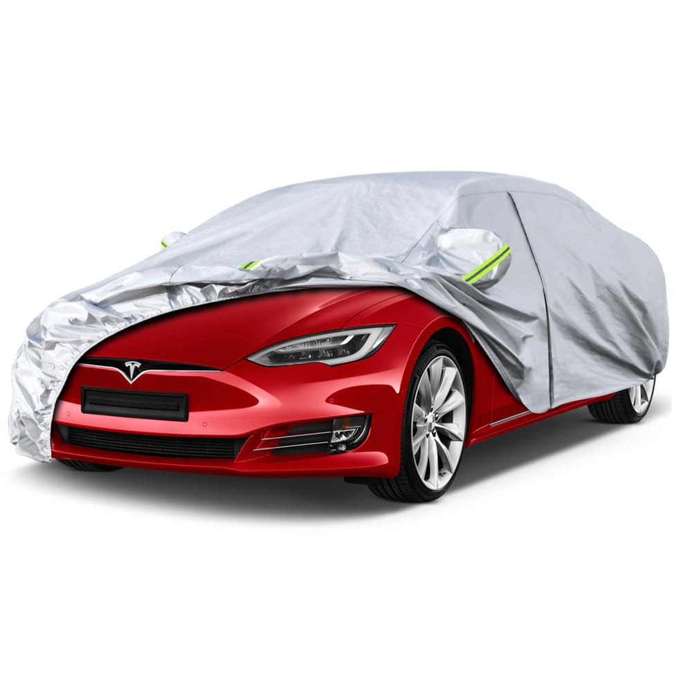 Kaugung 6 Layers Car Cover Custom Fit Tesla Model S From 2012 To 2025, Waterproof Car Cover All Weather For Automobiles Outdoor