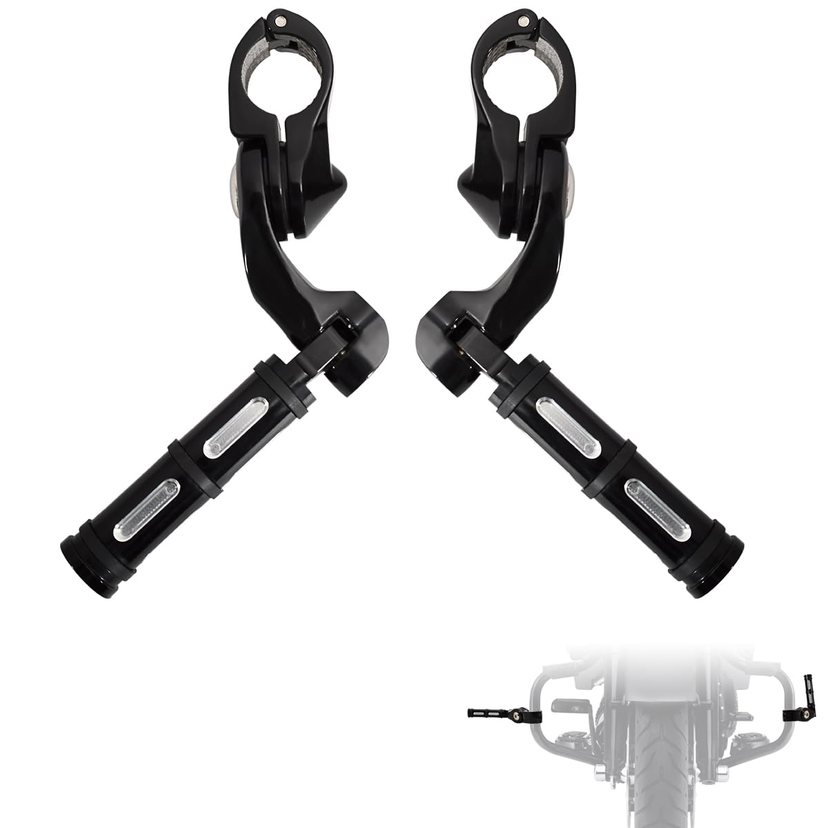 FOVPLUE 1.25 32mm Highway Footpegs, Adjustable Highway Pegs w/Mounts for Harley Touring FL Street Glide Electra Glide Road Kin