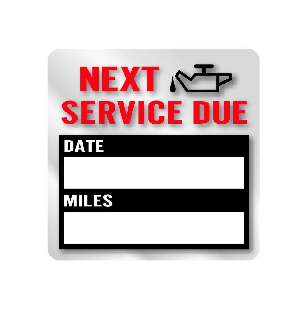 Hybsk 200Pcs Transparent Oil Change/Service Reminder Stickers 2 ''X2 '' Premium Quality Clear Pet Oil Change Stickers (Black)