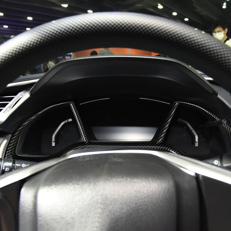 BRMYL Dashboard Instrument Panel Decals for Honda Civic 2016 2017 2018 2019 2020 2021 10th Gen Accessories ABS Carbon Fiber Inte