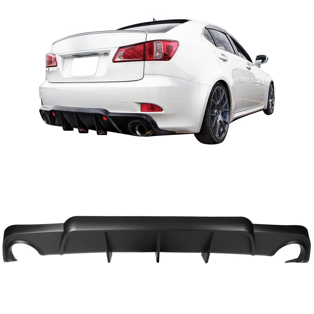 IKON MOTORSPORTS Rear Bumper Lip for 2006-2013 Lexus IS250 IS350, Black PP Splitter Underspoiler Valance Add On