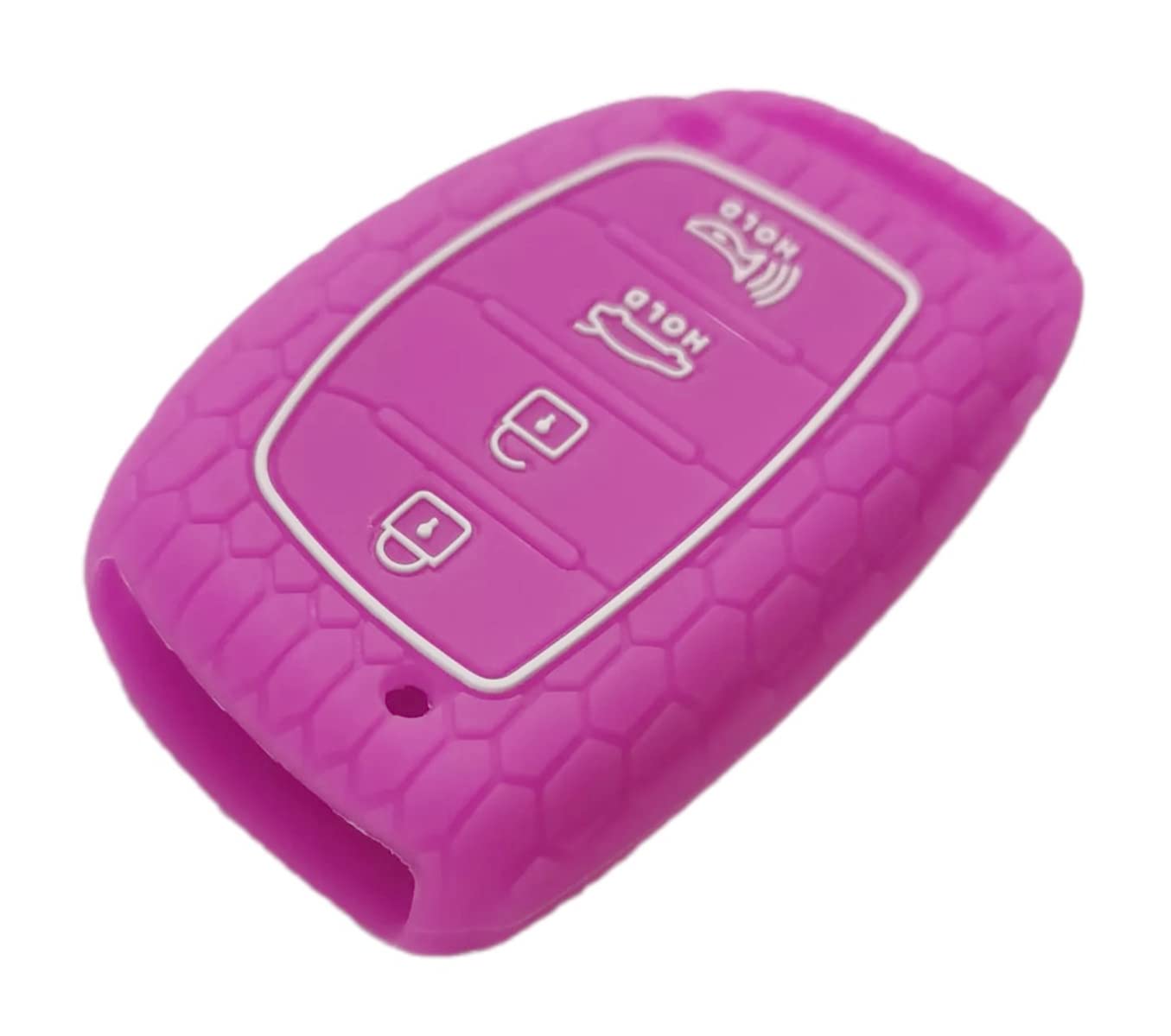 Reprotecting Silicone Rubber Key Fob Cover Compatible With 2016-2021 Hyundai Elantra Elantra Gt Ioniq Sonata Tucson Sy5Mdfna433«Not For Keys With Eject/Fold Buttons»(4 Button Smart Key, Black Purple)