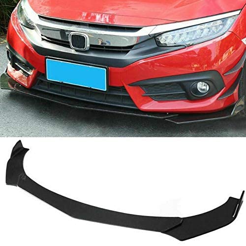 PIT66 Universal Front Bumper Lip,(3 Pcs- sharp edge Matte Black)