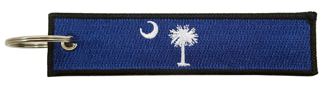 Luso Aviation South Carolina Flag Key Chain, 100% Embroidered Blue