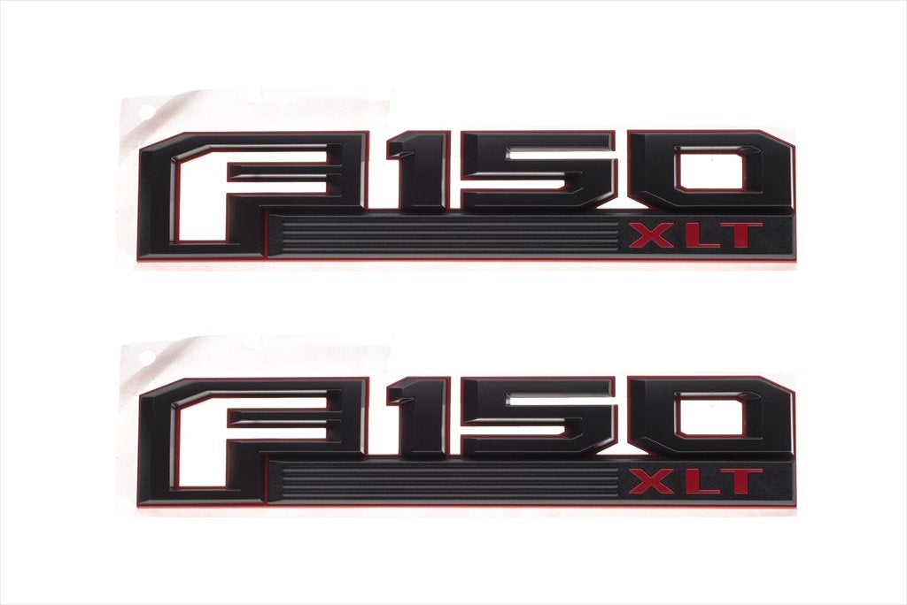 2015-2016 Ford F-150 Xlt Red & Black Fender Emblem Nameplates Right Left Set Oem