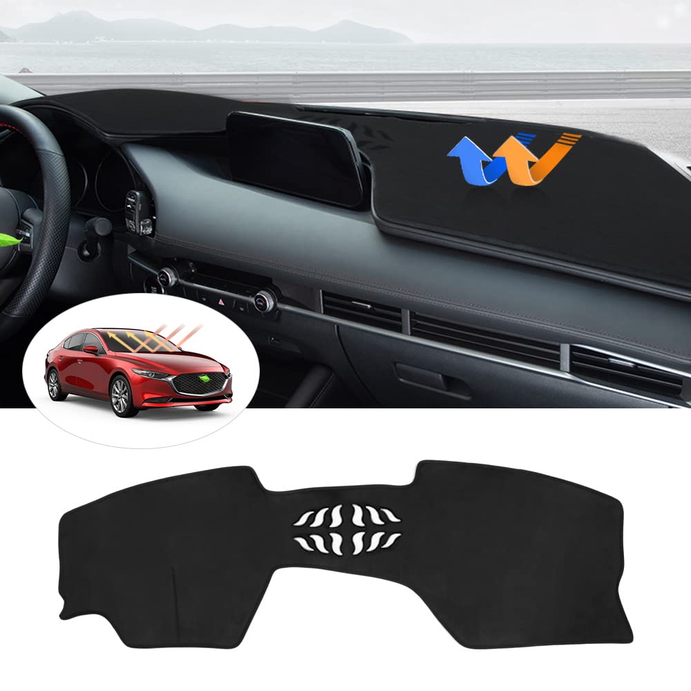 Autorder Dashboard Cover Mat For Mazda 3 2019-2025 Accessories Dash Cover Flannel Dash Mat Sunshade Glare Uv Rays Protector (Without Hud)
