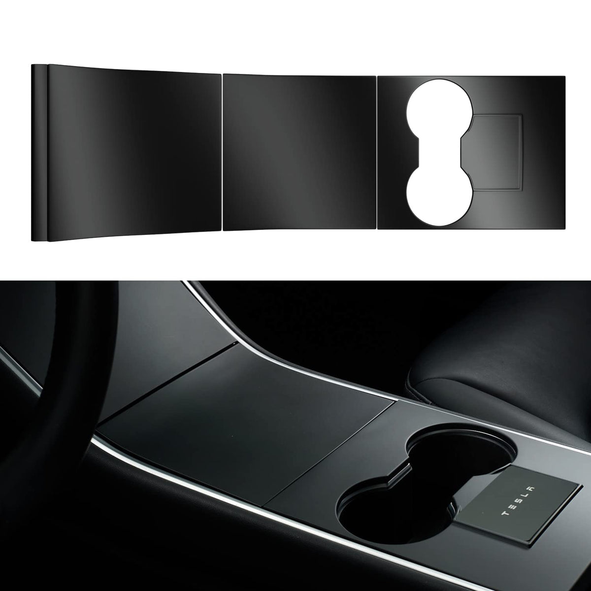 Nestour 2016-2020 Tesla Model 3 Model Y Center Console Wrap Cover Kit, Non-Trace Remove Center Console Protector Accessories, Premium Abs Material. (Matte Black)