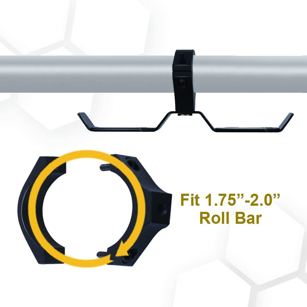 AL4X4 UTV Helmet Hanger Aluminum Headset Hanger Fits 1.75''-2'' Roll Cage, UTV Hanger for Headset Helmet Goggle Gloves, Compatib