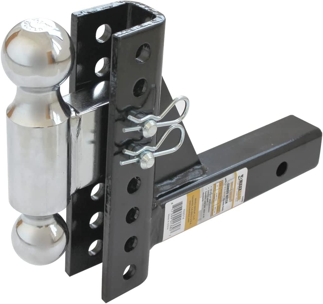 MaxxHaul 70380 Adjustable Dual Ball Mount Fits 2 Inch Receiver 6 inch Drop 7.5 Rise With 2 inch and 2-5/16 Hitch Balls