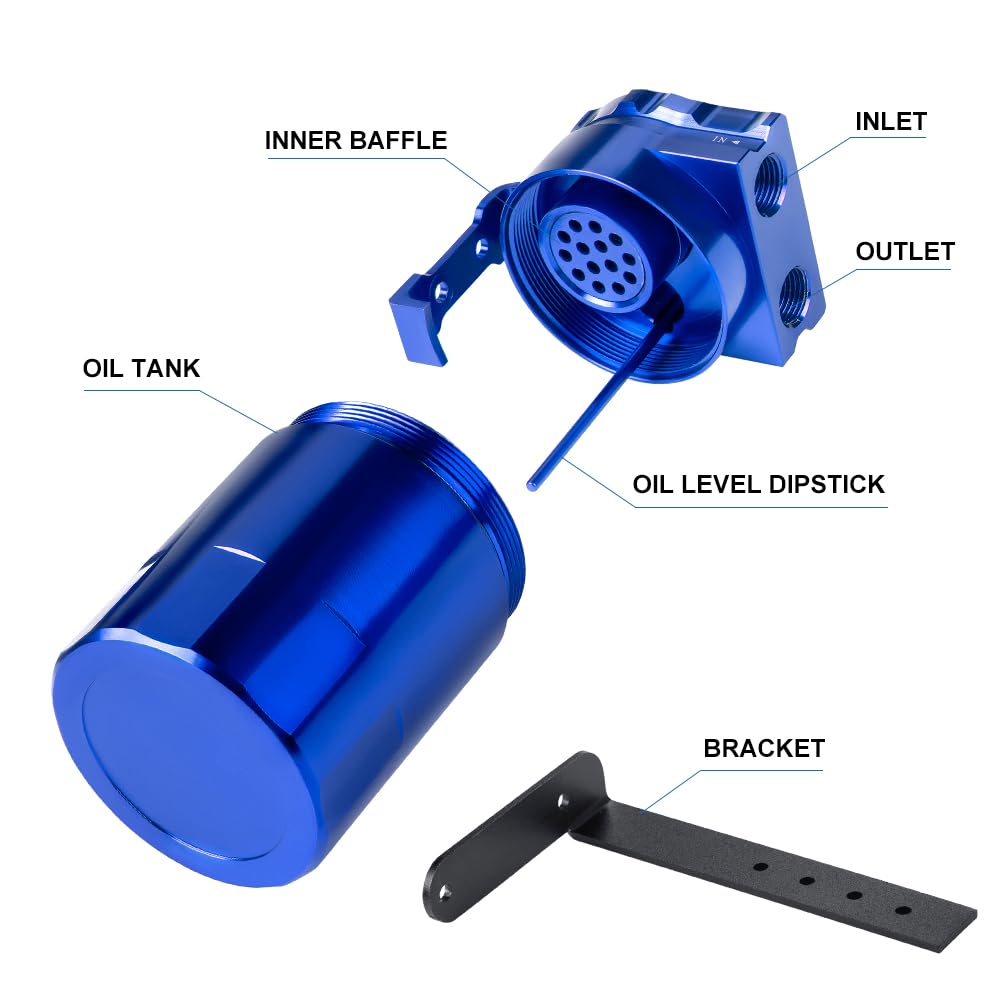 Jdmon Oil Catch Can, Passenger Side Oil Separator Compatible With Ford F150 2.7Eb 3.5Eb 5.0L Passenger Side 2011-2021, Expedition 3.5L Ecoboost 2018-2021, Raptor 3.5L Ecoboost 2017-2021, 350Ml Blue