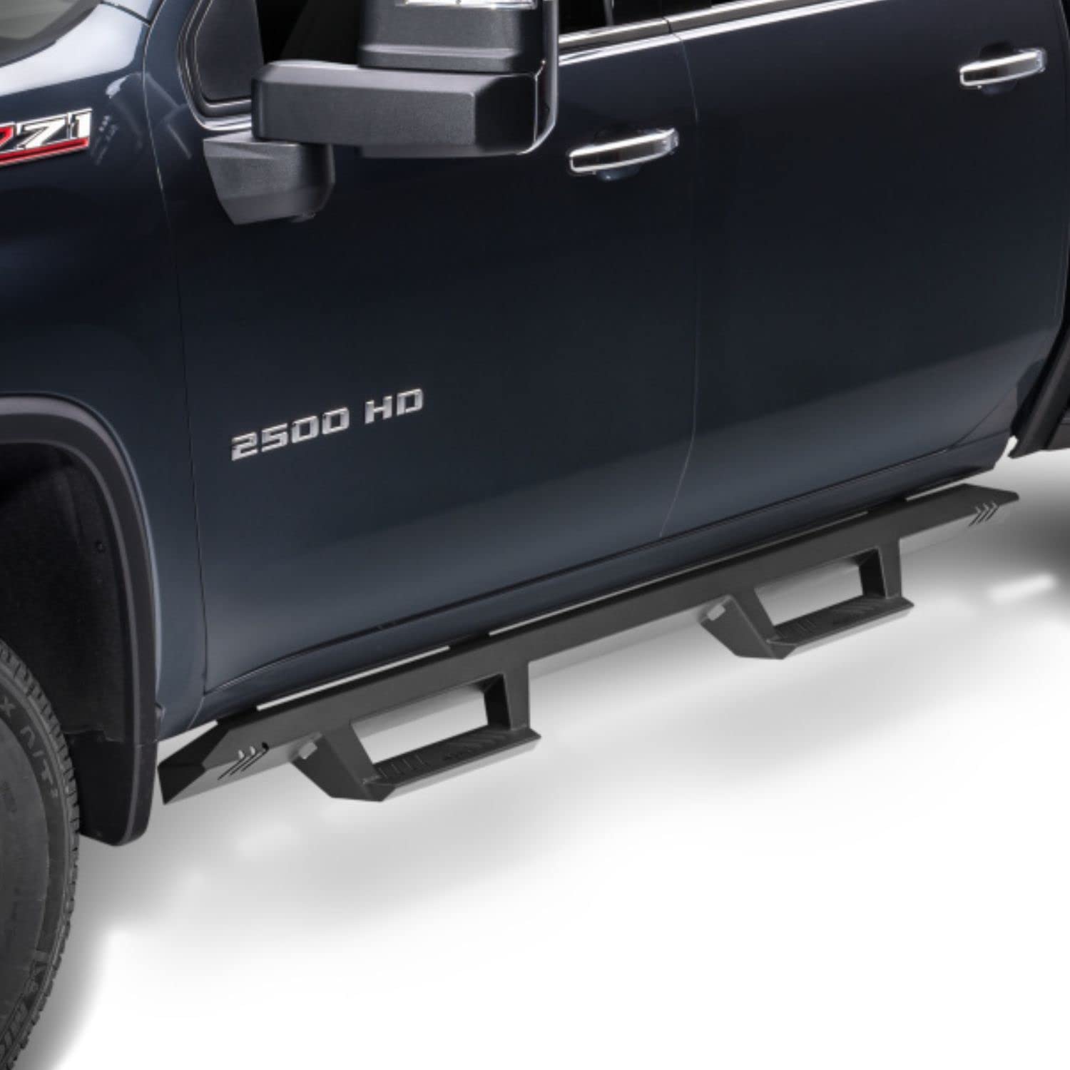 N-Fab Epyx Steps For Silverado/Sierra | Cab Length, Steel, Textured Black | Exc19Qc-Tx | Fits 2019-2024 Chevrolet Silverado/Gmc Sierra 1500, 2020-2021 2500/3500 Double Cab All Beds, Gas/Diesel