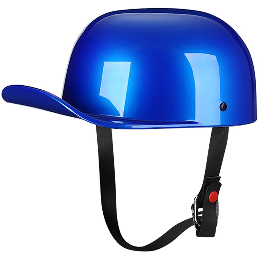 Yesmotor Baseball Motorcycle Helmet Half Cap For Bike Cruiser Chopper Moped Scooter- Dot Approved (Blue, M)