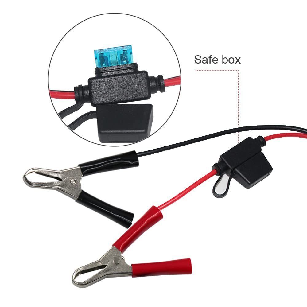 [2 Pack] 12V Battery Alligator Clips To Cigarette Lighter Socket - 3Ft 12V Battery Clip On Extension Cord,12 Volt Cigarette Fema