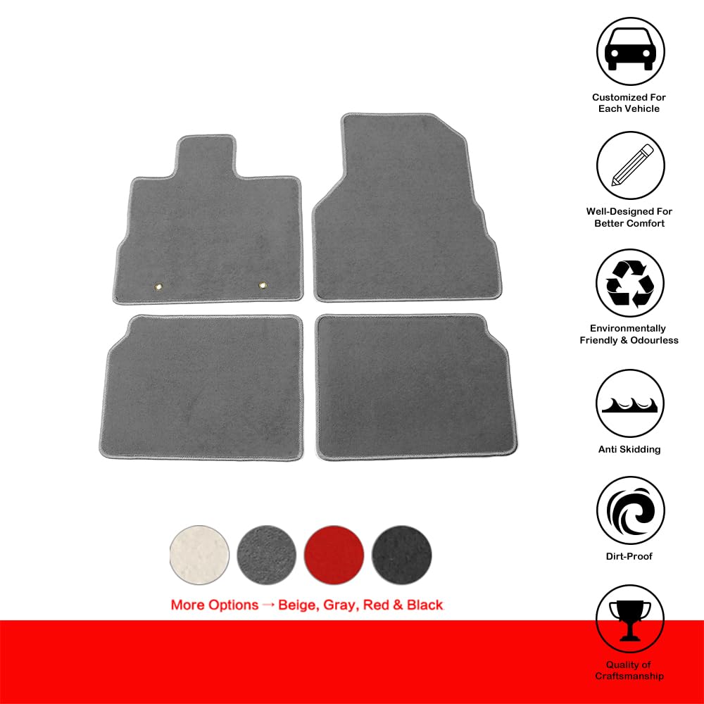 IKON MOTORSPORTS, Floor Mats Compatible with 2010-2017 Chevrolet Equinox, Factory Fitment Gray/Grey Nylon Front & Rear Car Floor