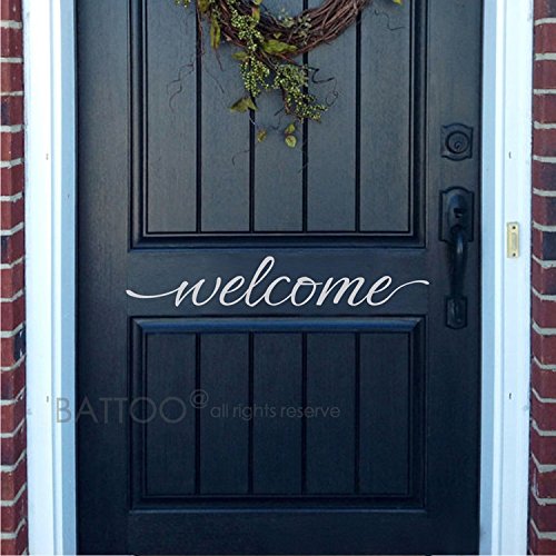 Battoo Welcome Door Vinyl Decal - Welcome Front Door Sticker - Welcome Door Decal - Welcome Sticker - Vinyl Decal Door(White, 12