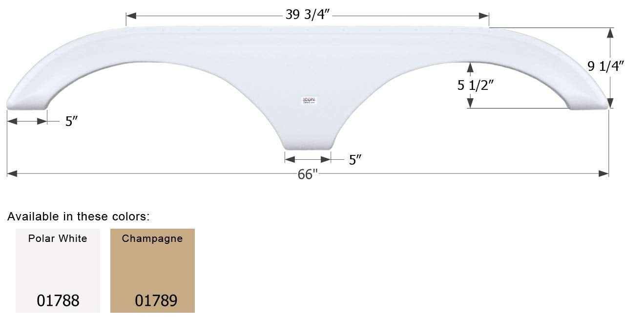 Icon 01788 Tandem Axle Fender Skirt Fs1788 For Dutchmen - Polar White