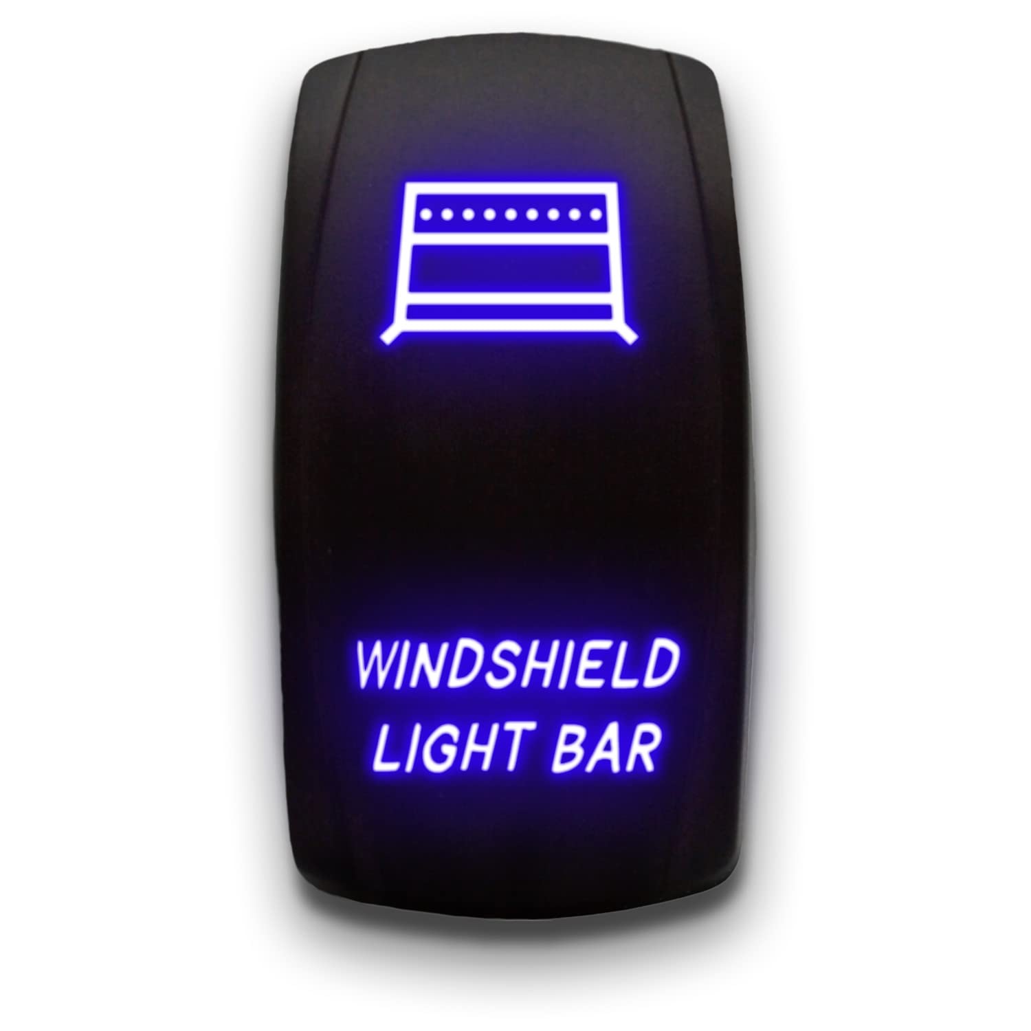 Windshield Light BAR - Blue - Laser Etched 5-Pin Double Pole Single Throw Windshield Light BAR Maintained ON-Off DPST Toggle Swi