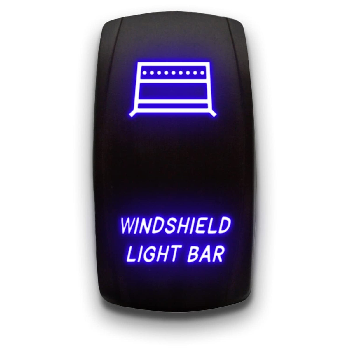 Windshield Light BAR - Blue - Laser Etched 5-Pin Double Pole Single Throw Windshield Light BAR Maintained ON-Off DPST Toggle Swi