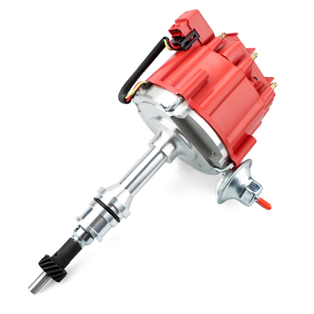 Mas Premium Hei Ignition Distributor 65K Volt With Performance Spark Plug Wires & Free Pigtail Battery Wiring Harness Compatible With Sbf Ford Small Block 260 289 302 1030213 Pe330U(Red Racing Kit)