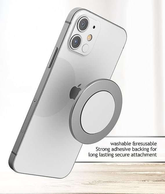 ENCASED Magnetic Mount-Anywhere iPhone Disks (2 Pack) Designed for MagSafe, Stick On Phone Holder - Great for Car, Home, Office,