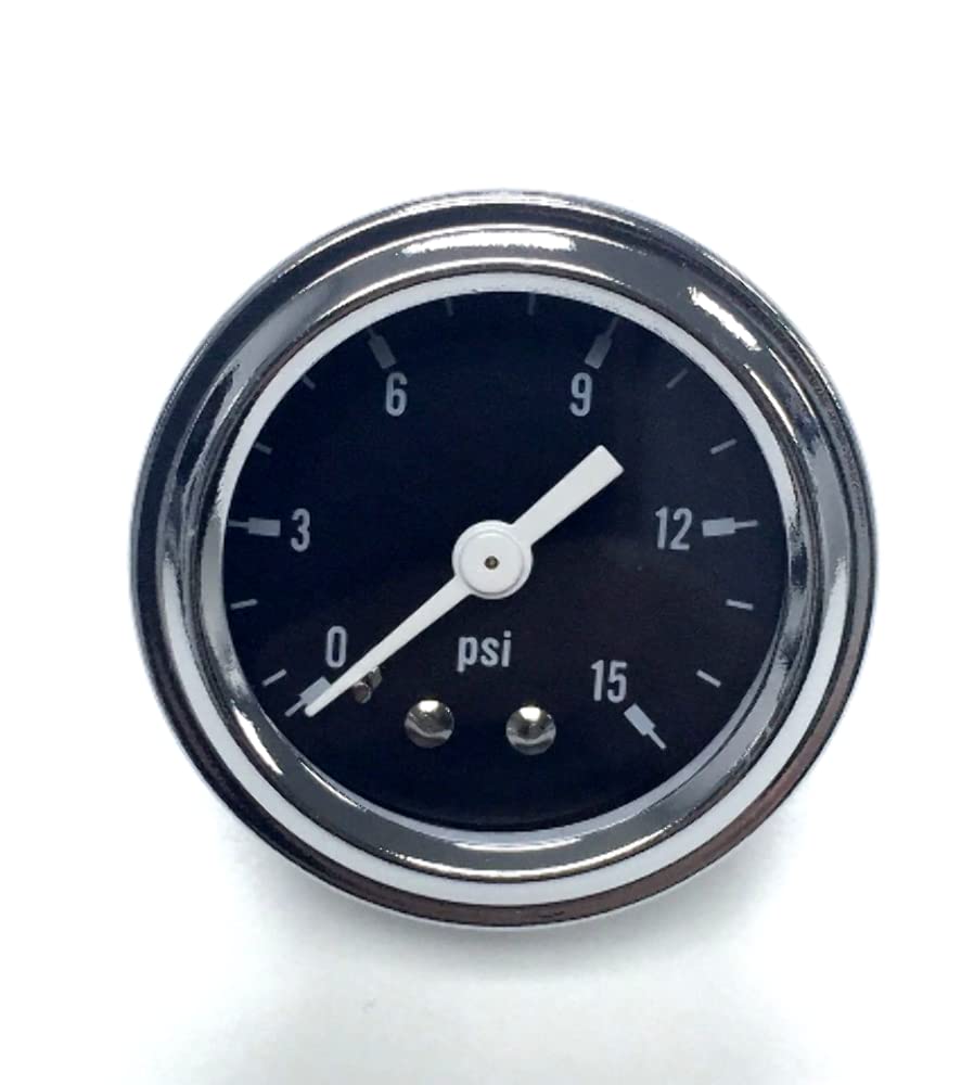 0-15 Psi Fuel Pressure Gauge, 1.5'' Black Face, Chrome Trim